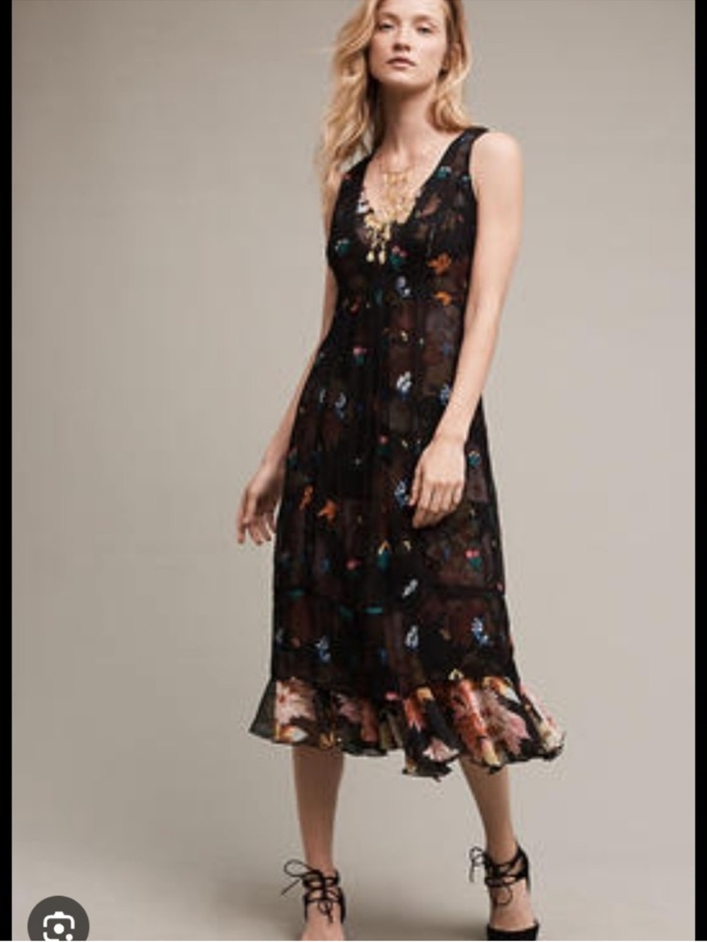 Anthropologie Floreat Garden Stroll Layered Midi Dress